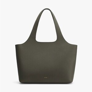 Cuyana Deep Green Leather Tote with Laptop Insert